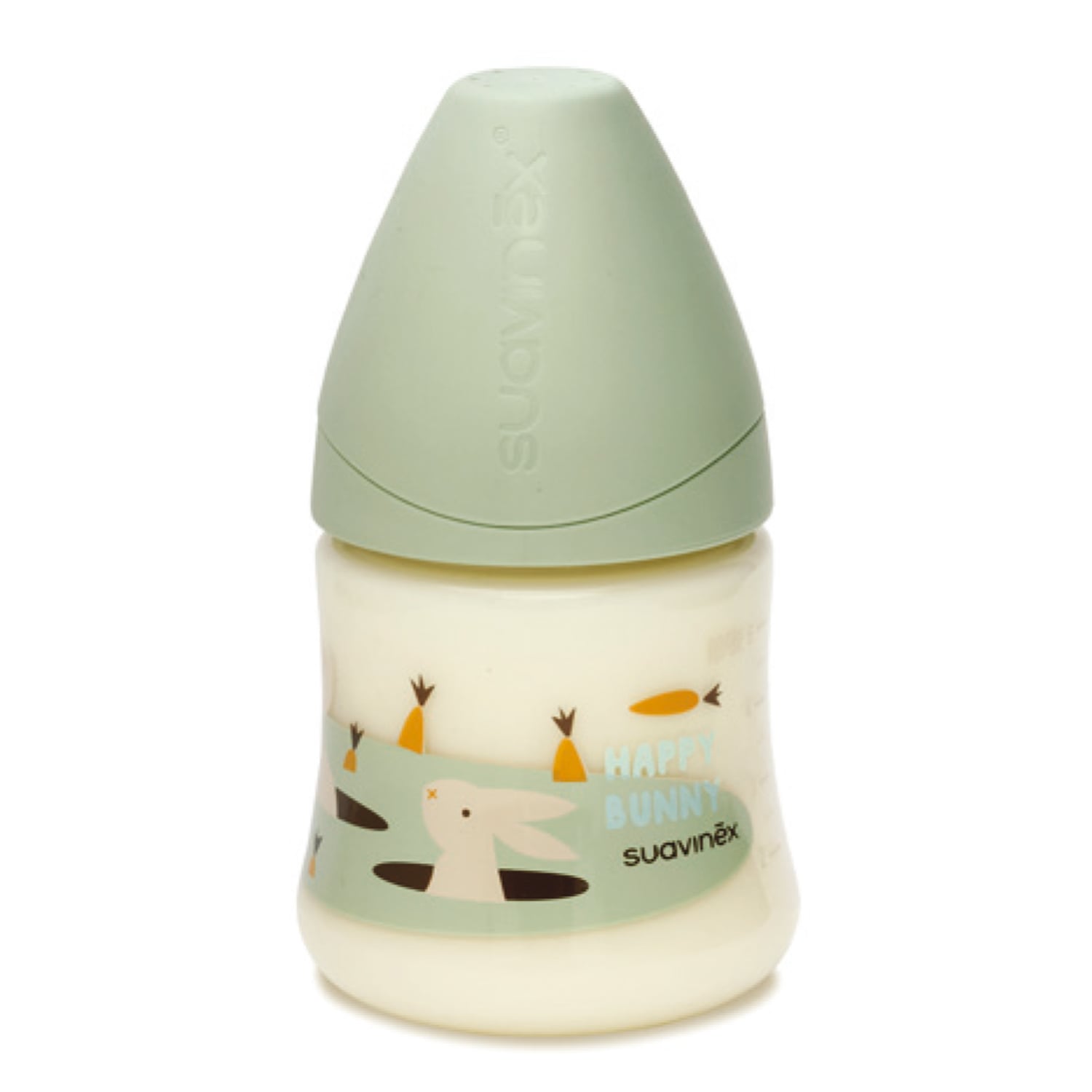 MAMADERA SUAVINEX CONEJO 150ML CON TETINA ANATOMICA LATEX FLUJO MEDIO 0/6 MESES VERDE - 1