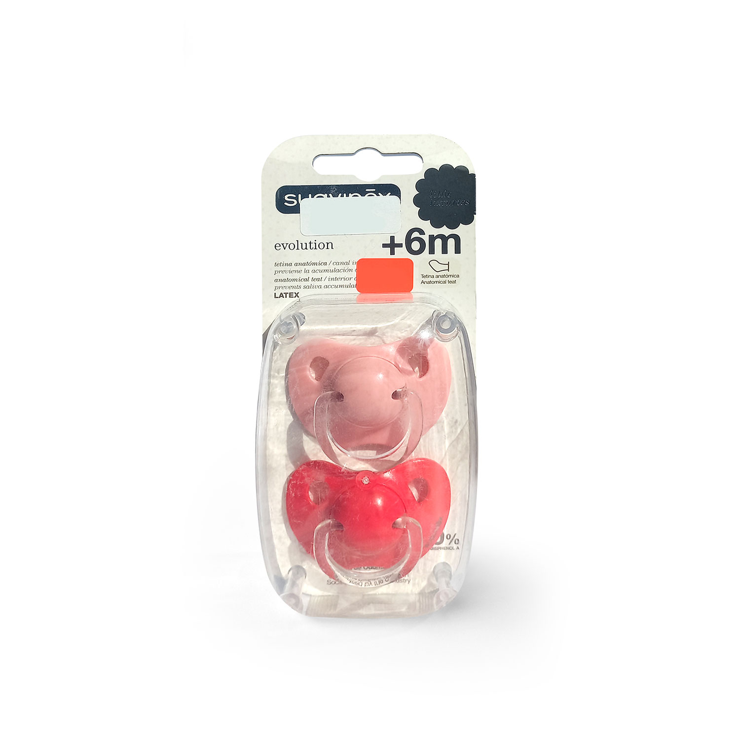 CHUPETE SUAVINEX EVOLUTION TETINA ANTOMICA LATEX +6M 2 UNID. ROSA - 2