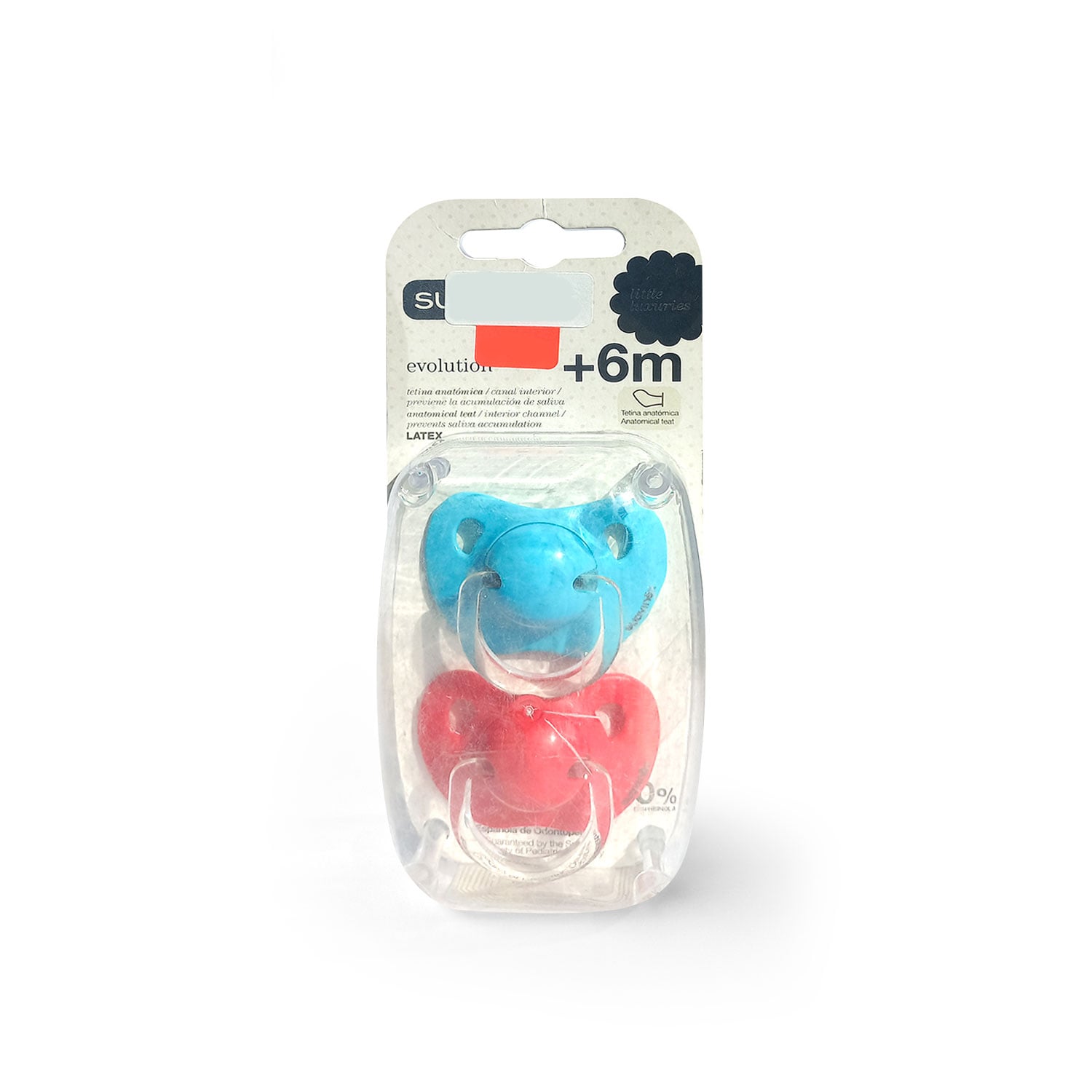 CHUPETE SUAVINEX EVOLUTION TETINA ANTOMICA LATEX +6M 2 UNID. AZUL - 2