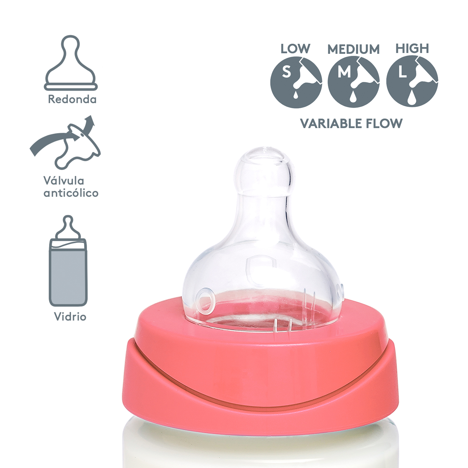 MAMADERA VIDRIO TETINA REDONDA SILICONA 120ML FLY - 3