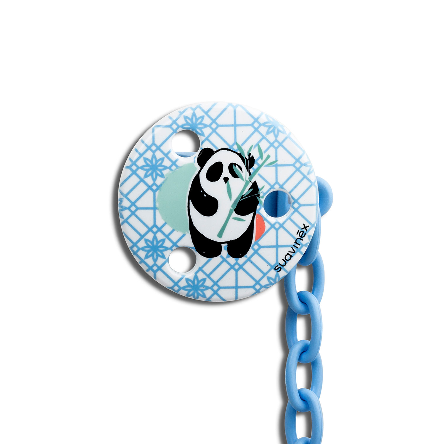 CHUPETE ANATOMICO SILICONA 6-18M + BROCHE REDONDO PANDA TRAMA EN COLOR BLANCO - 3