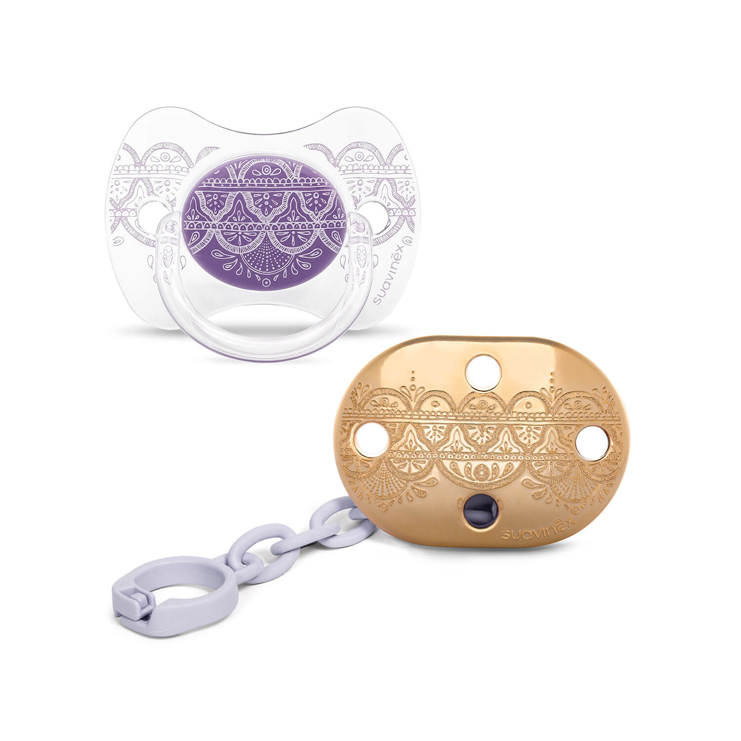 CHUPETE+BROCHE PREMIUM FISIOLOGICO SILICONA 4-18M LILA - 1