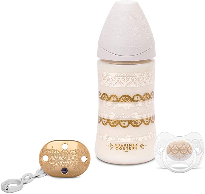 SET MAMADERA+CHUPETE+BROCHE PREMIUM 0-4M NIÑA - 1