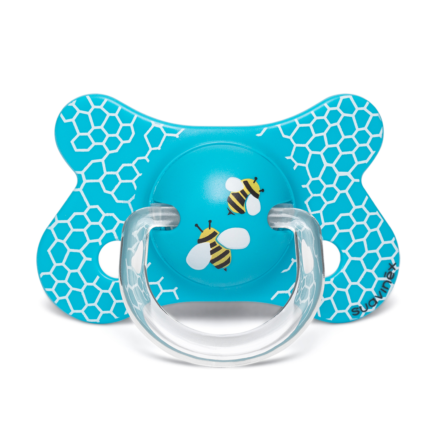 CHUPETE FISIOLOGICO SILICONA 4-18 + BROCHE OVLADADO ABEJA AZUL - 2