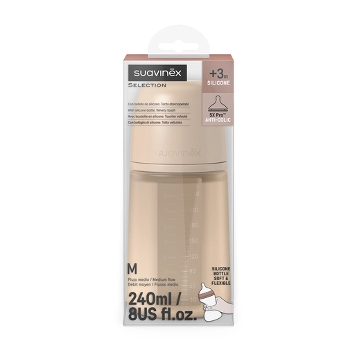 MAMADERA 240ML FISIOLOGICA SILICONA SX PRO SOFT FM BEIGE - 3