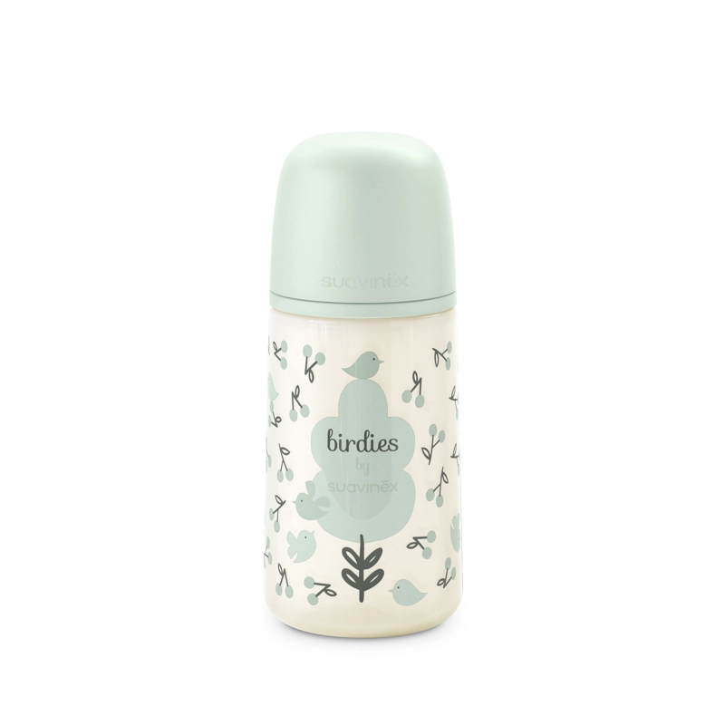 MAMADERA 270ML FISIOLOGICA SILICONA FM BIRDIES VERDE - 1