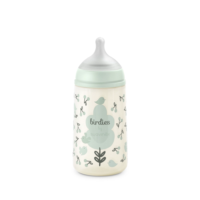 MAMADERA 270ML FISIOLOGICA SILICONA FM BIRDIES VERDE - 2