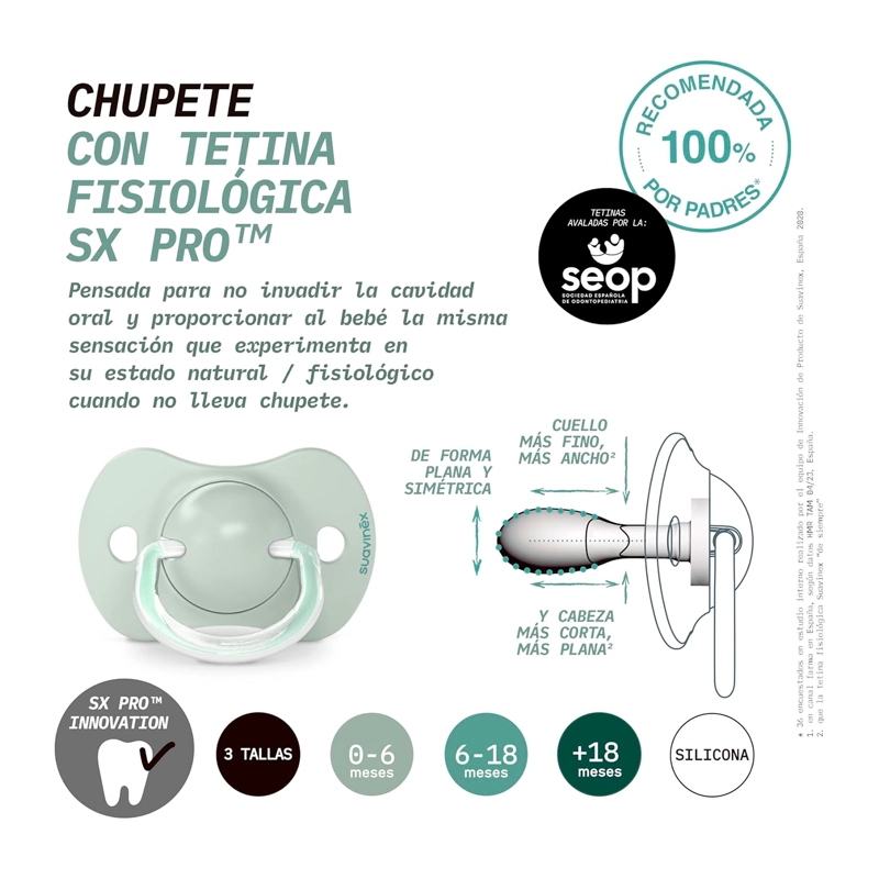 CHUPETE SX PRO FISIOLOGICO SILICONA 0/6M 2U BIRDIES ROSA - 6