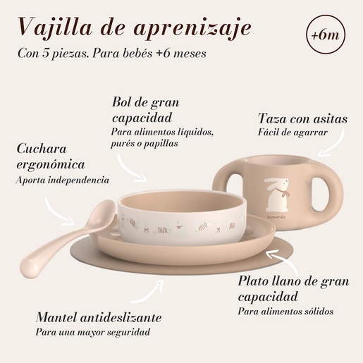 SET VAJILLA APRENDIZ +6M WONDERLAND BEIGE - 8