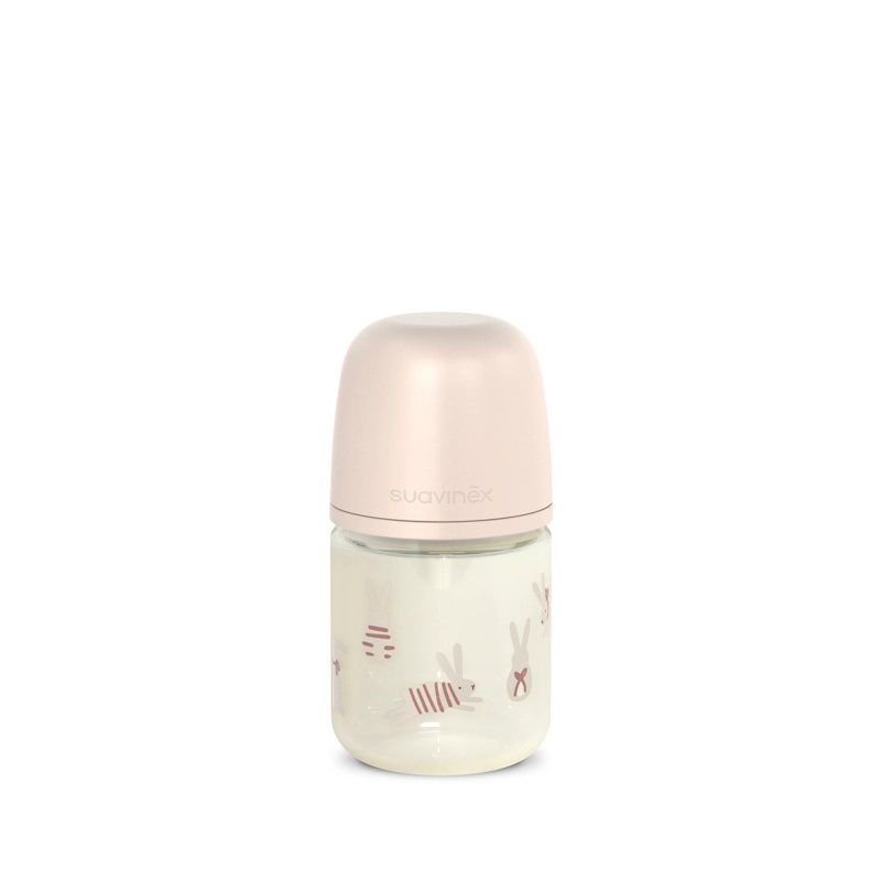 MAMADERA VIDRIO 120ML FISIOLOGICA SILICONA FLUJO XS WONDER BUNNY ROSA - 1