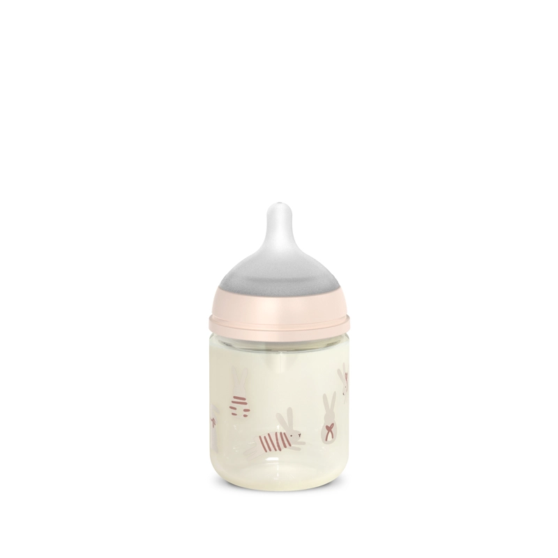 MAMADERA VIDRIO 120ML FISIOLOGICA SILICONA FLUJO XS WONDER BUNNY ROSA - 2
