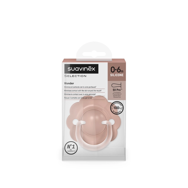 CHUPETE WONDER FISIOLOGICO SILICONA 0/6M LISO ROSA MEDIO - 2