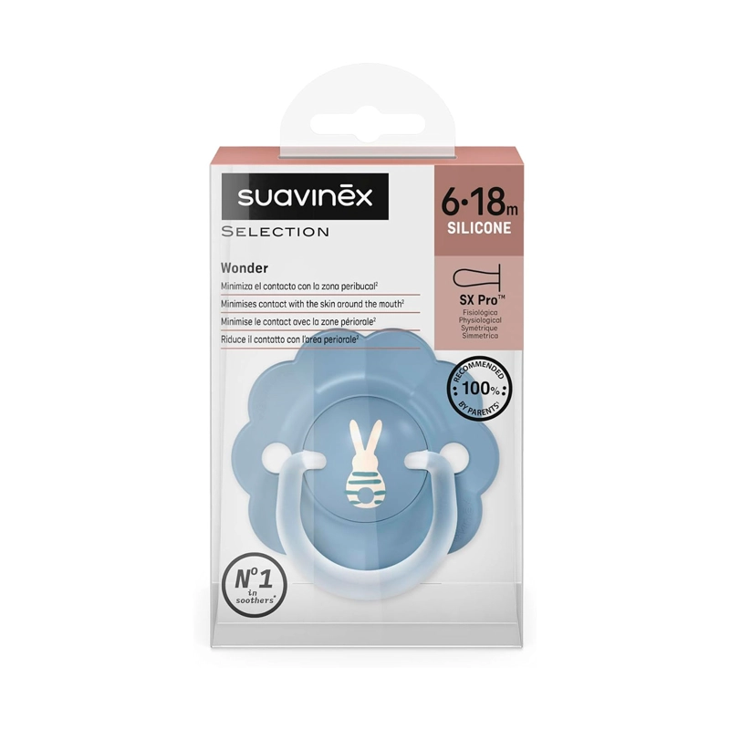 CHUPETE WONDER FISIOLOGICO SILICONA 6/18M PRINT AZUL - 2