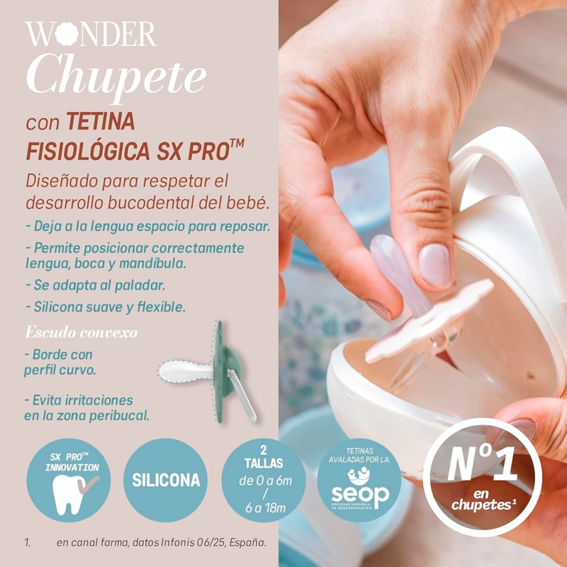 CHUPETE WONDER FISIOLOGICO SILICONA 6/18M PRINT AZUL - 4