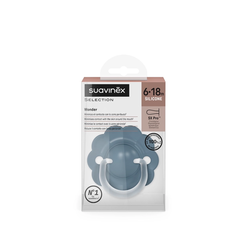 CHUPETE WONDER FISIOLOGICO SILICONA 6/18M LISO AZUL - 2