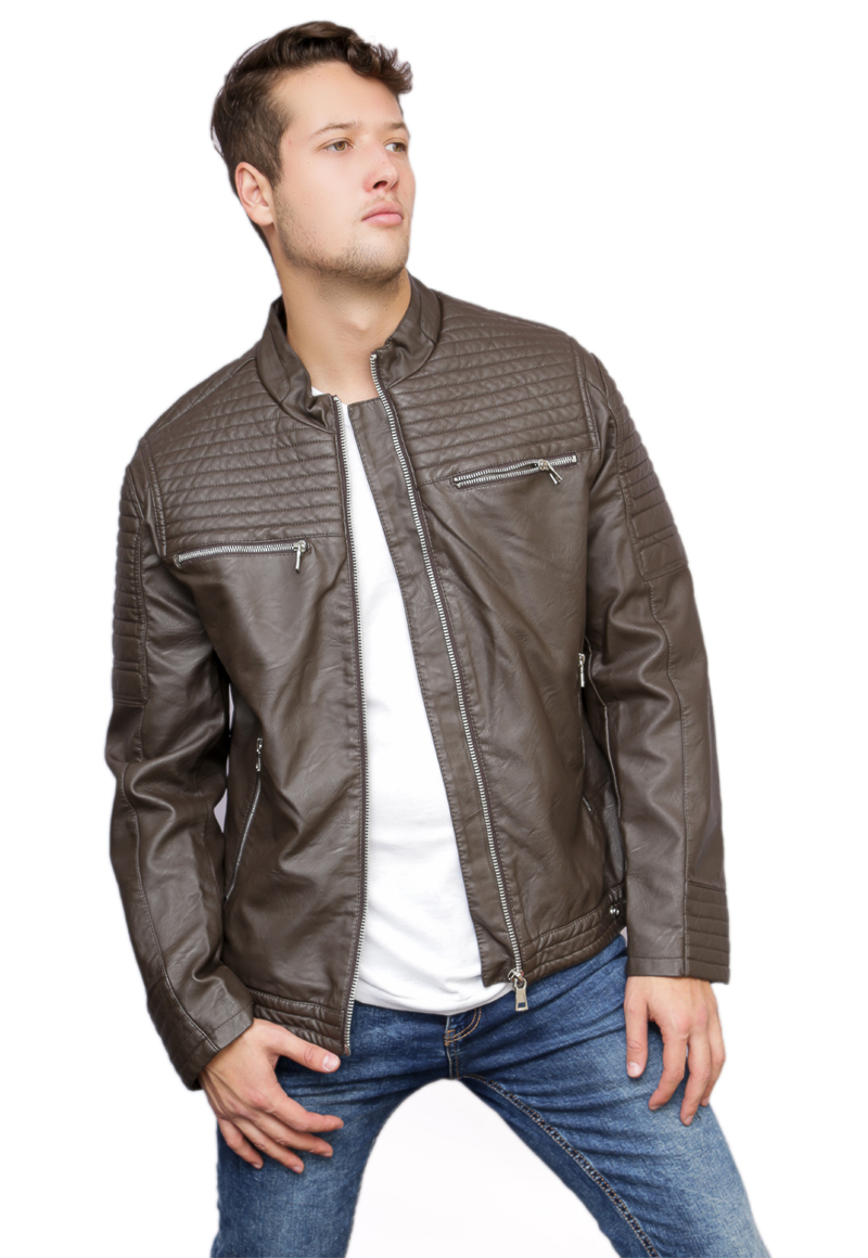 CHAQUETA ECOCUERO CHF79 CAFE - 1