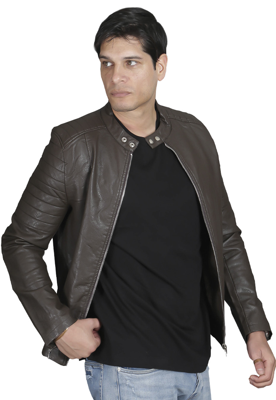 CHAQUETA ECOCUERO CHF78 CAFE - 1