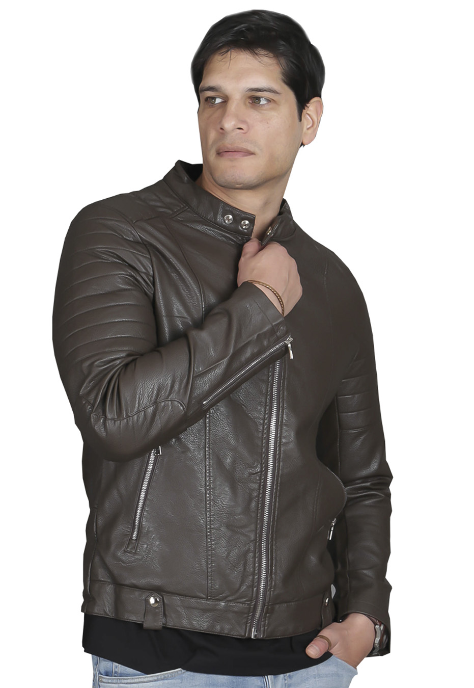 CHAQUETA ECOCUERO CHF78 CAFE - 3