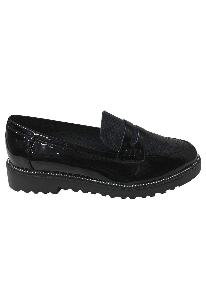MOCASINES MUJER TODOPIEL ECOCUERO ZAW67 SNAKE BLACK - 1