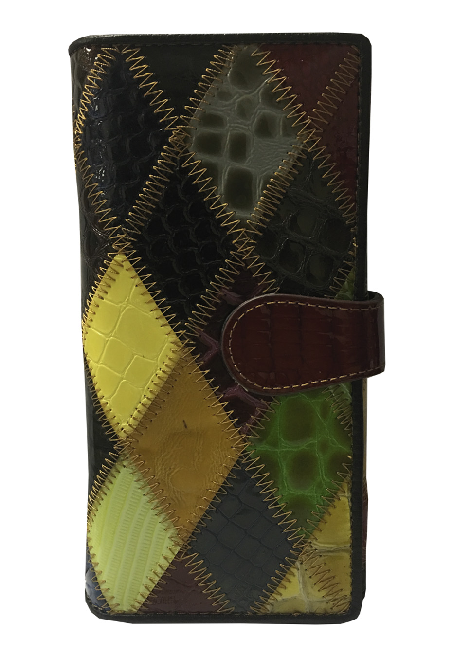 BILLETERA CUERO BI368 MULTICOLOR ROMBOS - 1