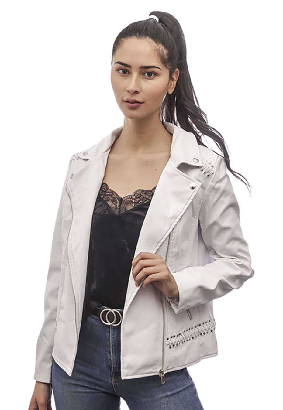 CHAQUETA ECOCUERO CHG32 BLANCO - 2