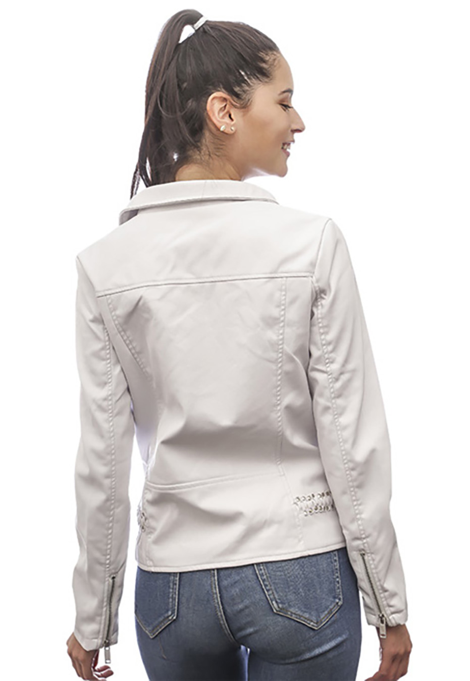 CHAQUETA ECOCUERO CHG32 BLANCO - 3