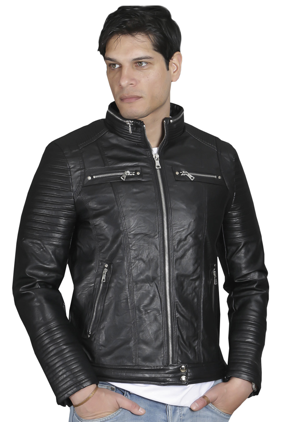 CHAQUETA ECOCUERO CHG36 NEGRO - 3