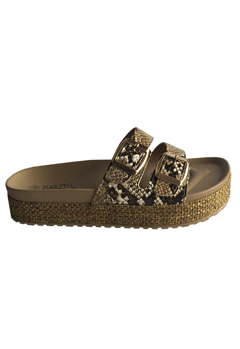 SANDALIAS MUJER TODOPIEL BEIGE ECOCUERO ZAU77 SNAKE - 1