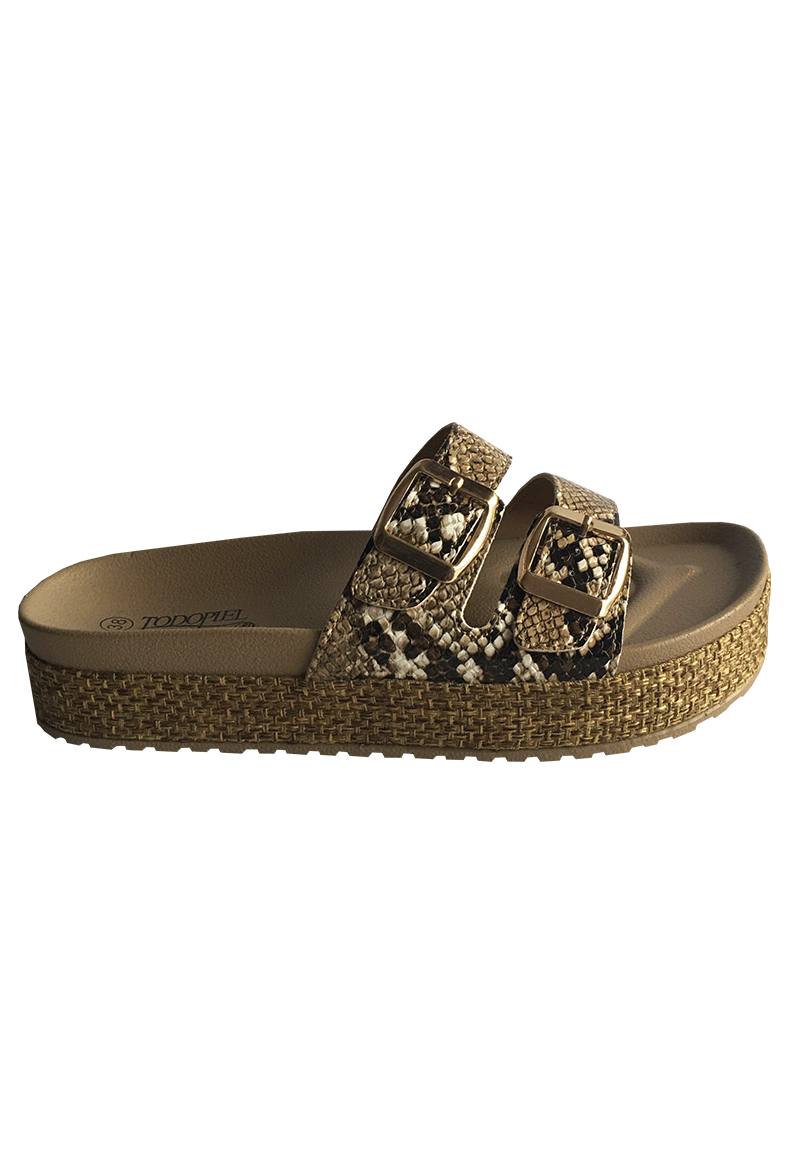 SANDALIAS MUJER TODOPIEL BEIGE ECOCUERO ZAU77 SNAKE - 1
