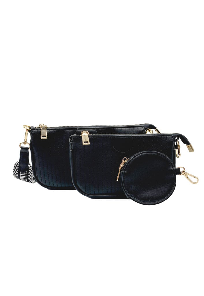 CARTERA + ESTUCHE + MONEDERO ECOCUERO NEGRO CRS88 - 1