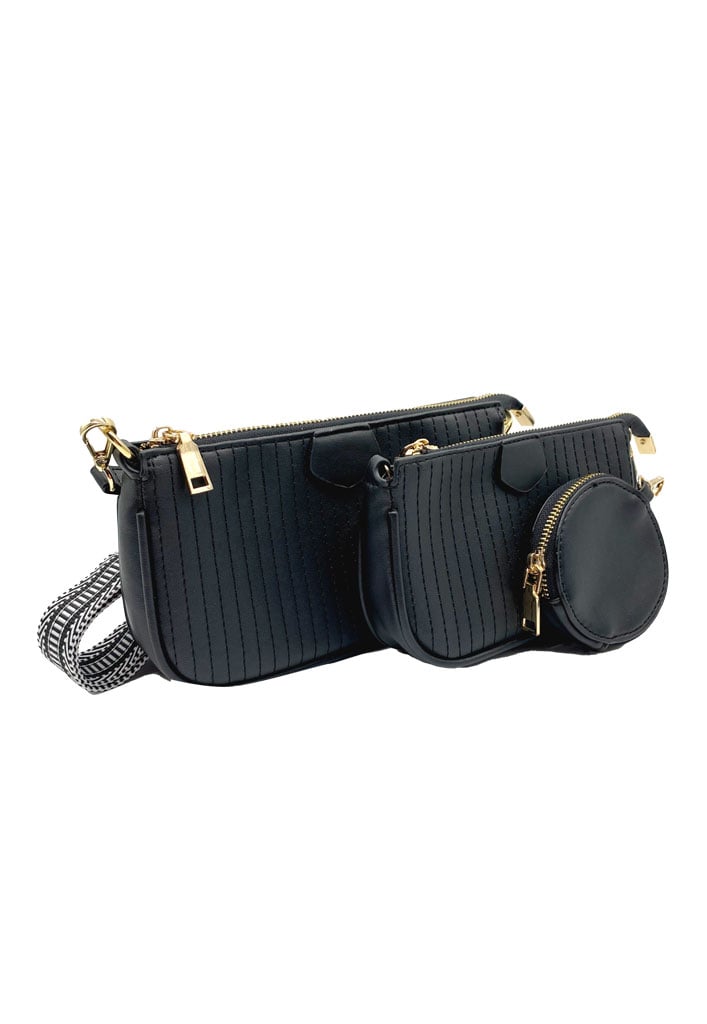CARTERA + ESTUCHE + MONEDERO ECOCUERO NEGRO CRS88 - 3