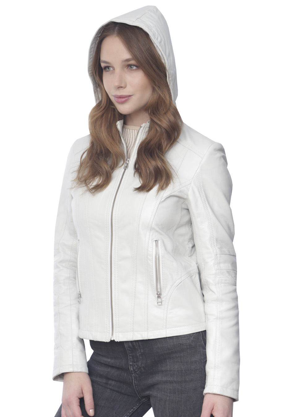CHAQUETA CUERO CHG13 BLANCO - 1
