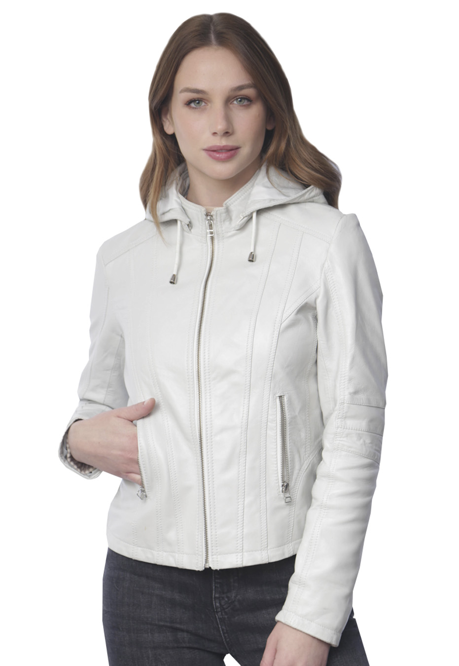 CHAQUETA CUERO CHG13 BLANCO - 3
