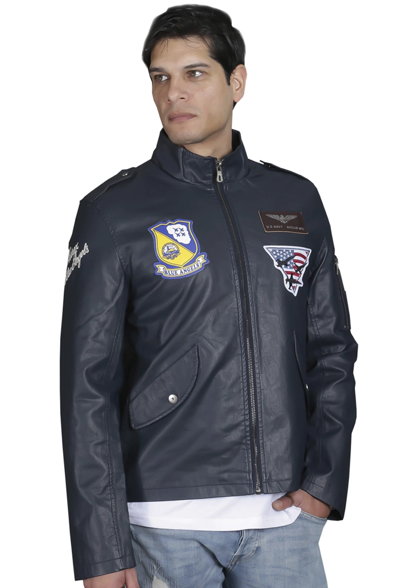 CHAQUETA ECOCUERO CHG46 NAVY - 3