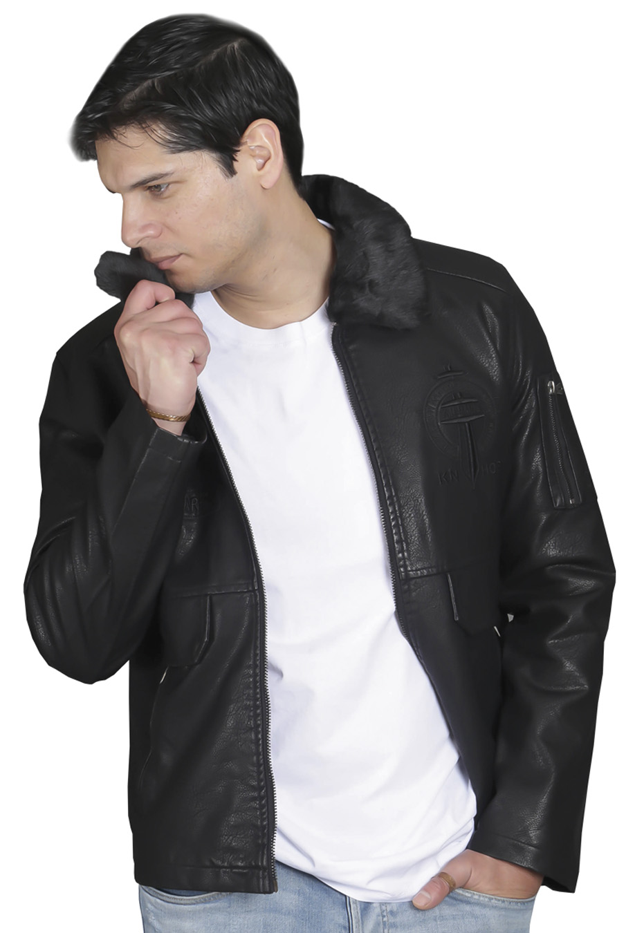 CHAQUETA ECOCUERO CHG48 NEGRO - 1