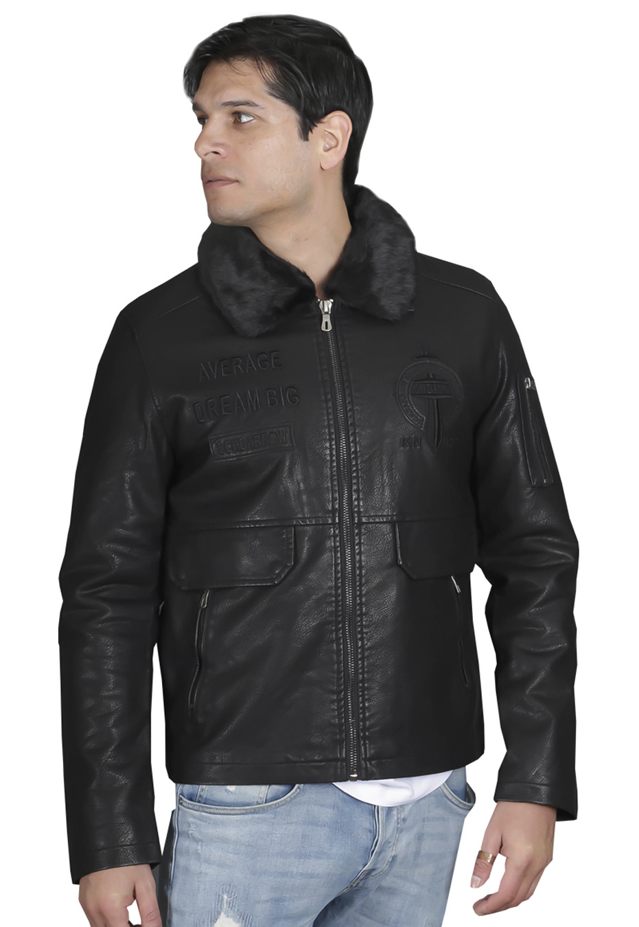 CHAQUETA ECOCUERO CHG48 NEGRO - 3