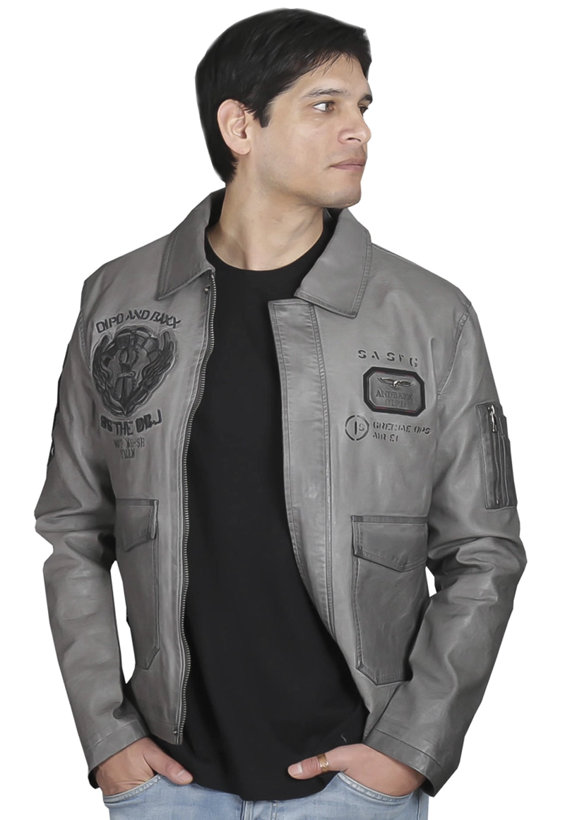 CHAQUETA ECOCUERO CHG47 GRIS - 1