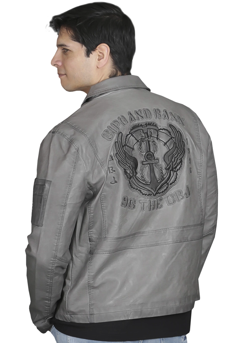 CHAQUETA ECOCUERO CHG47 GRIS - 2