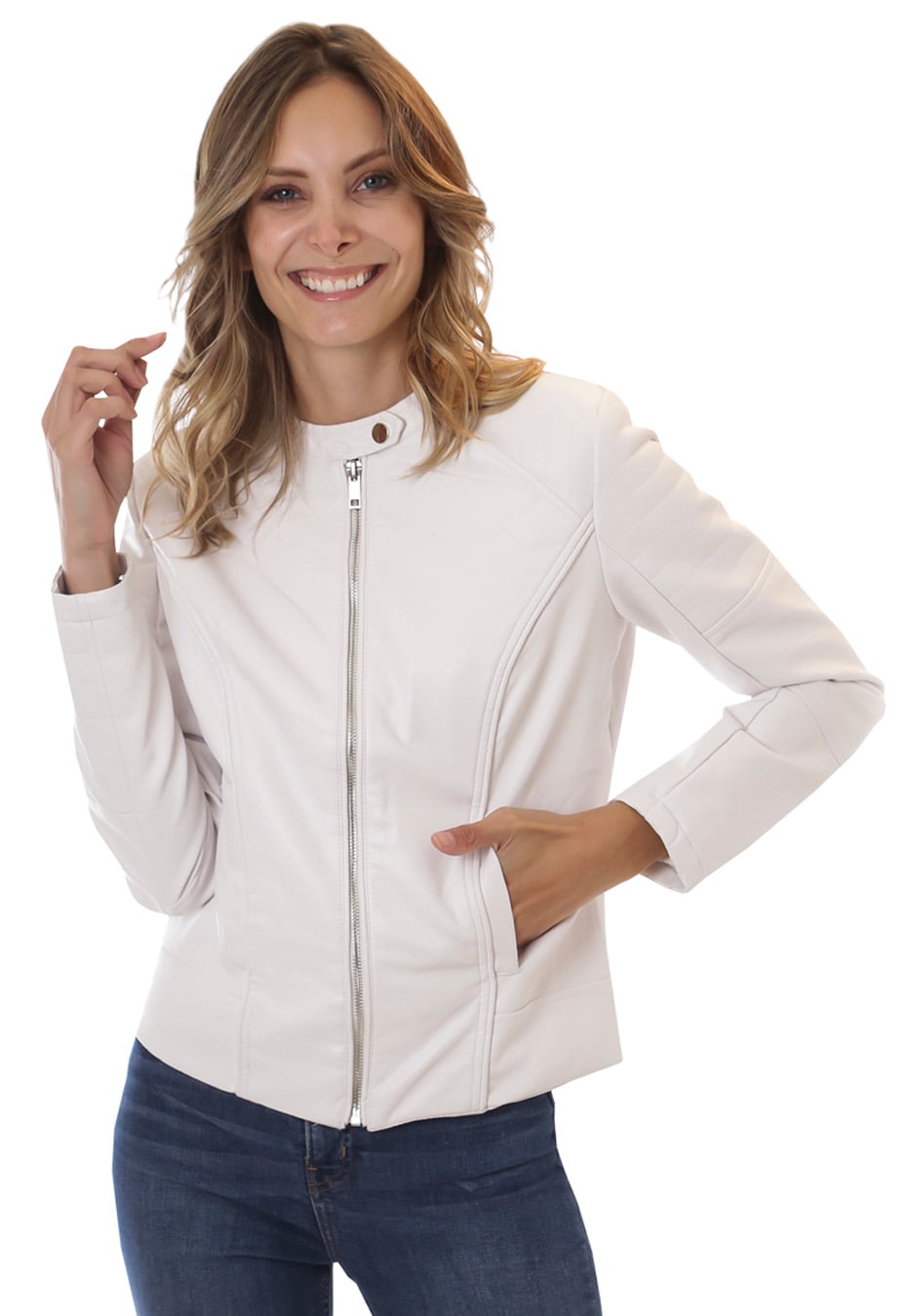 CHAQUETA ECOCUERO CHF45 BLANCO - 1