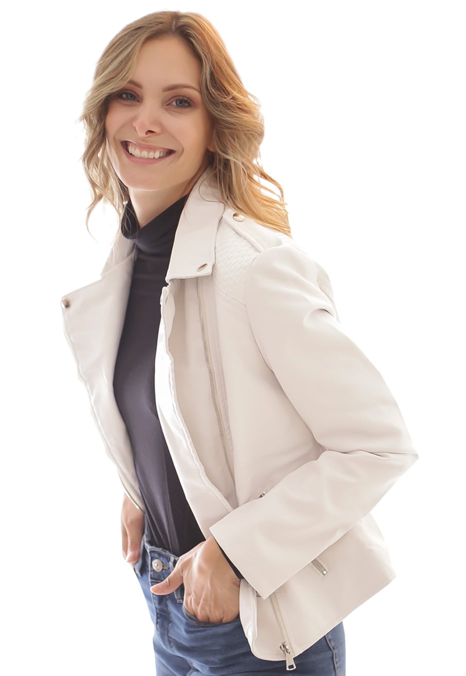 CHAQUETA ECOCUERO CHG50 BLANCO - 1
