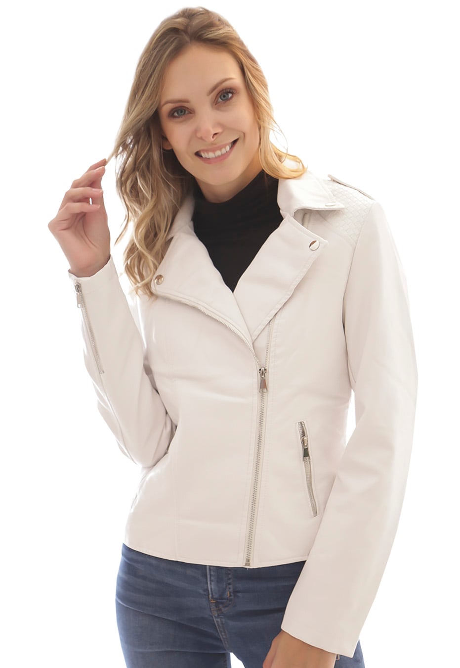 CHAQUETA ECOCUERO CHG50 BLANCO - 3