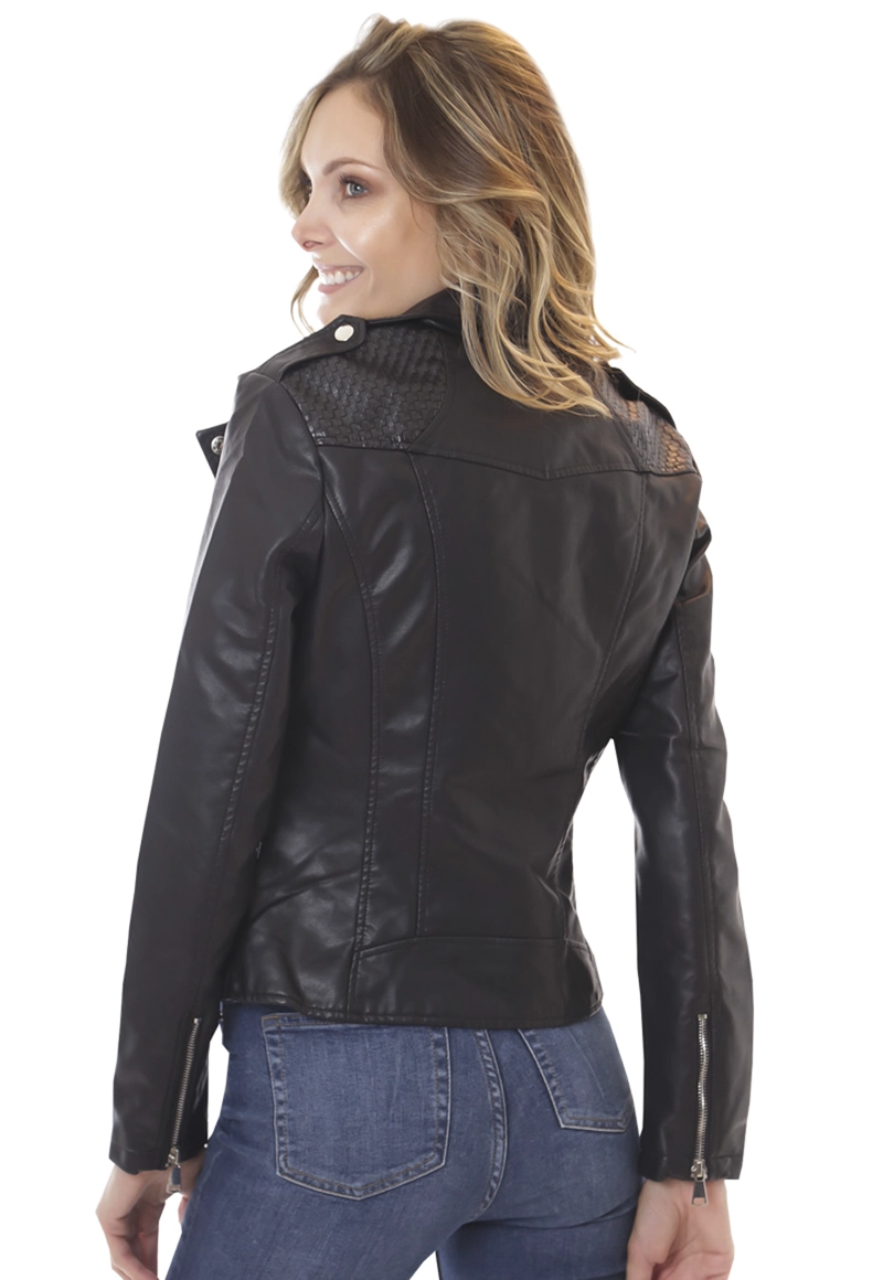 CHAQUETA ECOCUERO CHG50 NEGRO - 3