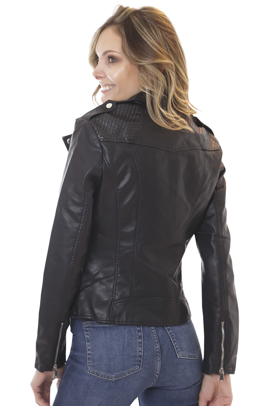 CHAQUETA ECOCUERO CHG50 NEGRO - 3