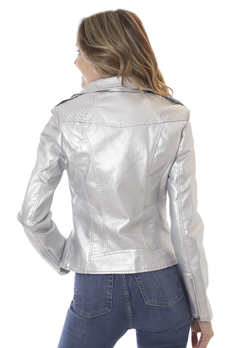 CHAQUETA ECOCUERO CHG50 PLATA - 2
