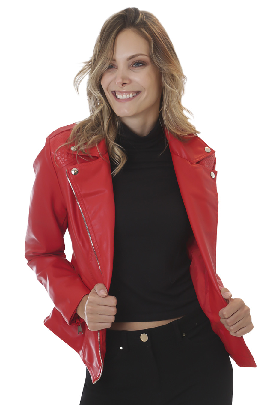 CHAQUETA ECOCUERO CHG50 ROJO - 3