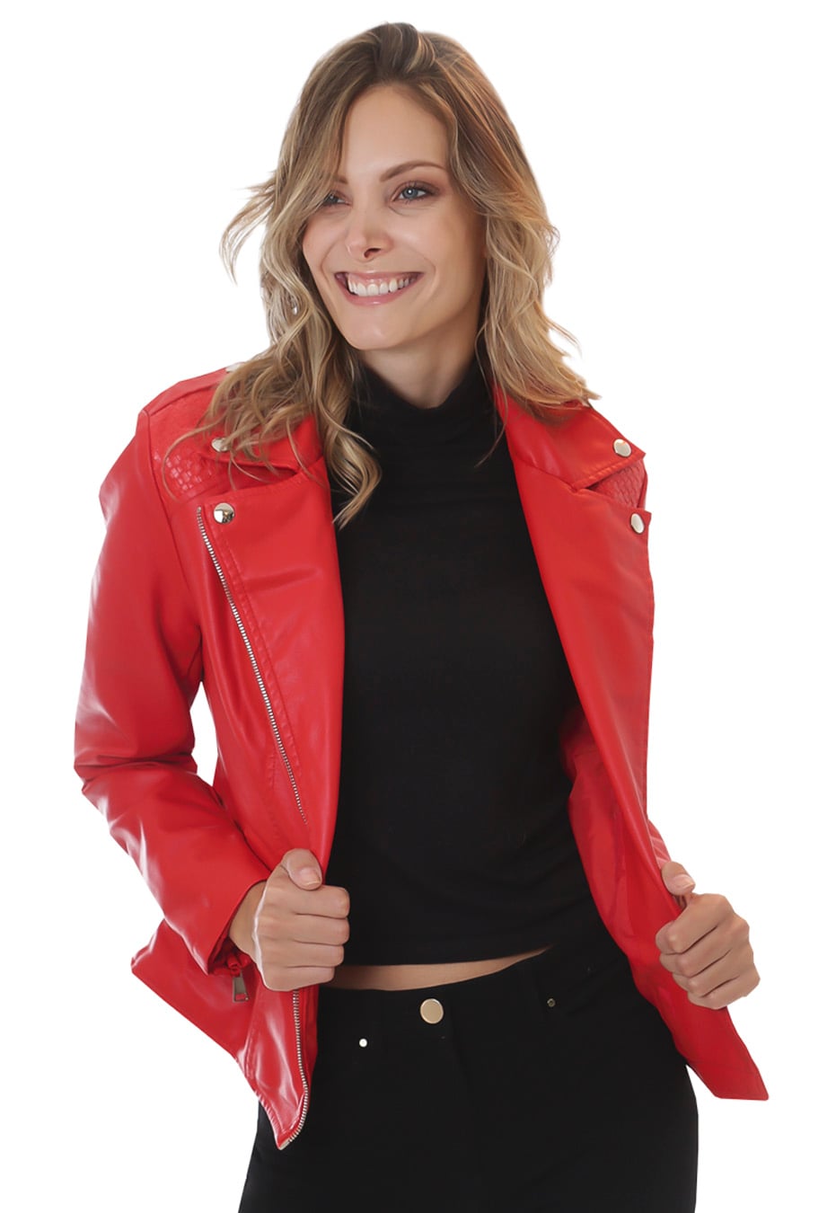 CHAQUETA ECOCUERO CHG50 ROJO - 3