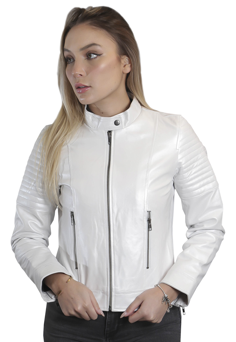 CHAQUETA CUERO CHG55 BLANCO - 1