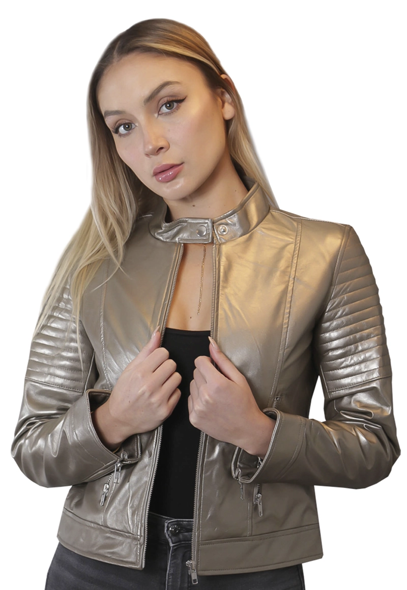 CHAQUETA CUERO CHG55 PLATA - 3