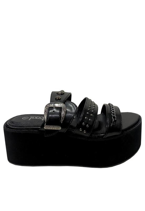 SANDALIAS MUJER TODOPIEL NEGRO ECOCUERO ZAZ27 - 1