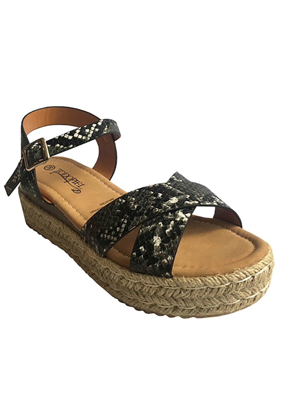 SANDALIAS MUJER TODOPIEL ECOCUERO ZAX35 SNAKE BLACK - 2